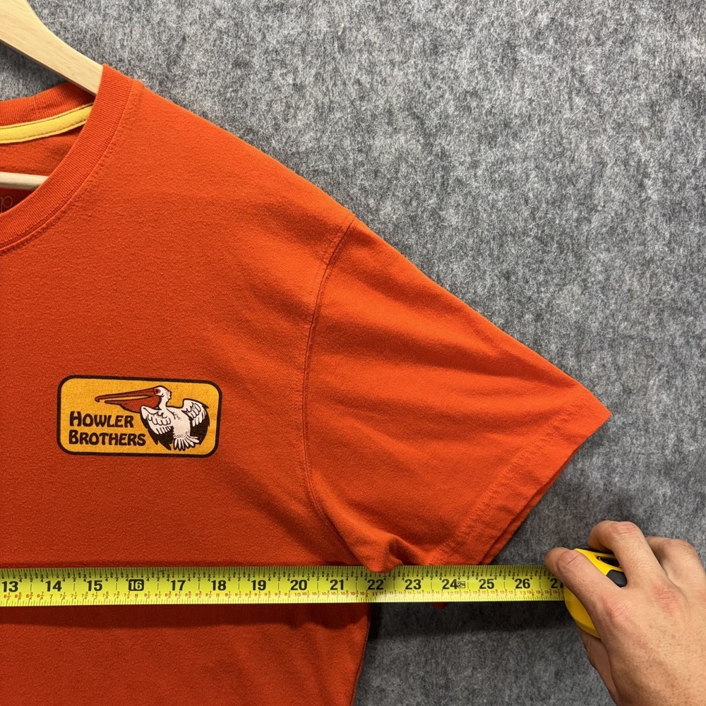 Howler Brothers Men's T-Shirt Large Orange Short Sleeve Pelican Badge - Picture 4 of 8